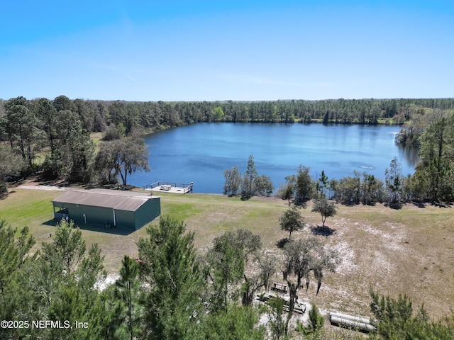 1895 Deer Run Rd, Saint Augustine, FL 32084 - water view featuring a pole building and a heavily wooded area
