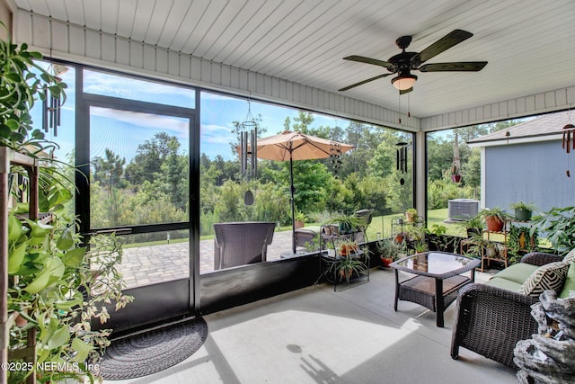 328 Falcon Quest Ln, Saint Augustine, FL 32095 - sunroom with an outdoor hangout area and a ceiling fan