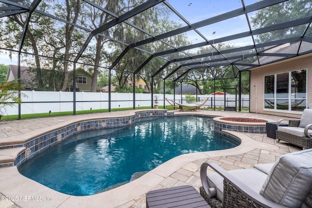3746 Cardinal Oaks Cir, Orange Park, FL 32065 - view of pool with a patio, a fenced backyard, and glass enclosure
