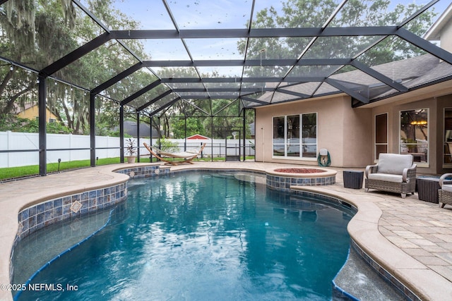 3746 Cardinal Oaks Cir, Orange Park, FL 32065 - view of pool featuring a patio, a fenced backyard, a hot tub, and a lanai