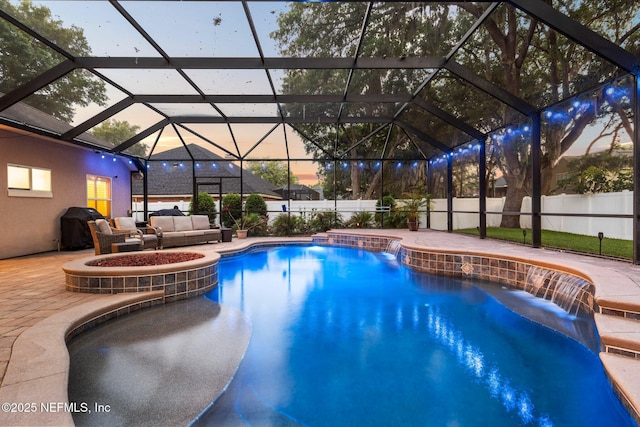 3746 Cardinal Oaks Cir, Orange Park, FL 32065 - view of swimming pool with outdoor lounge area, a fenced backyard, and a patio