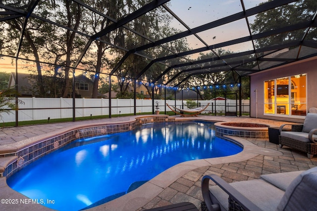 3746 Cardinal Oaks Cir, Orange Park, FL 32065 - view of swimming pool with a patio, a fenced backyard, and glass enclosure