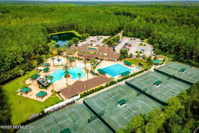 337 Bell Branch Ln, Saint Johns, FL 32259 - aerial view of a heavily wooded area, a pool area, and a nearby body of water
