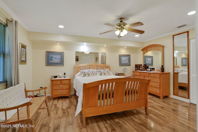 5604 Swamp Fox Rd, Jacksonville, FL 32210 - bedroom featuring light wood finished floors, crown molding, recessed lighting, and baseboards