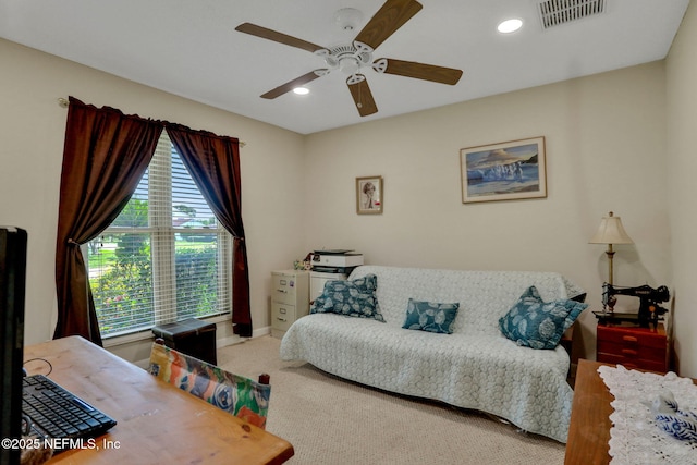 5604 Swamp Fox Rd, Jacksonville, FL 32210 - bedroom featuring carpet flooring, baseboards, recessed lighting, and a ceiling fan