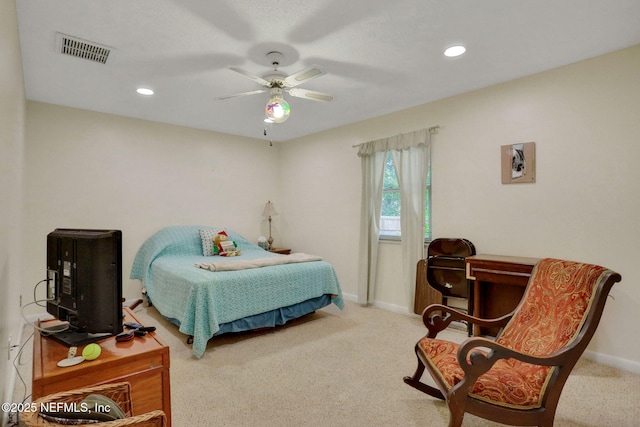 5604 Swamp Fox Rd, Jacksonville, FL 32210 - carpeted bedroom featuring baseboards, ceiling fan, and recessed lighting
