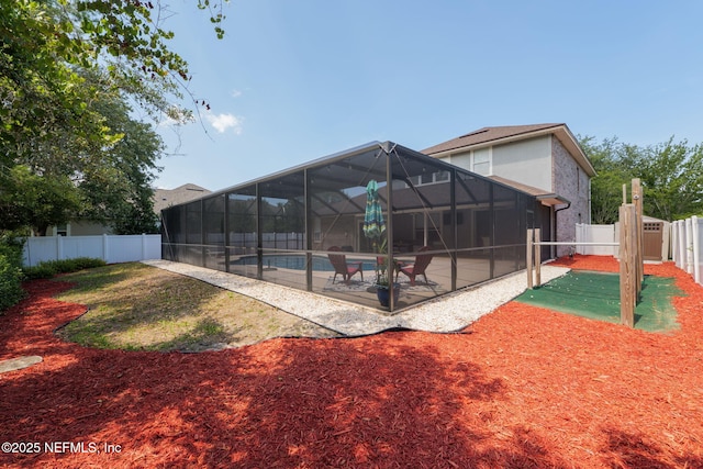 521 Cedar Arbor Ct, Saint Augustine, FL 32084 - view of swimming pool with a fenced backyard, a patio, and glass enclosure
