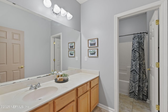 521 Cedar Arbor Ct, Saint Augustine, FL 32084 - bathroom with vanity, shower / tub combo, and tile patterned flooring