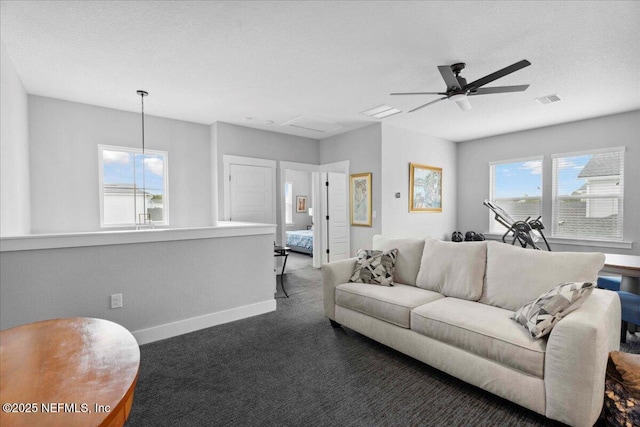 199 Ranch Land Cir, Saint Johns, FL 32259 - carpeted living room with baseboards, a ceiling fan, and healthy amount of natural light
