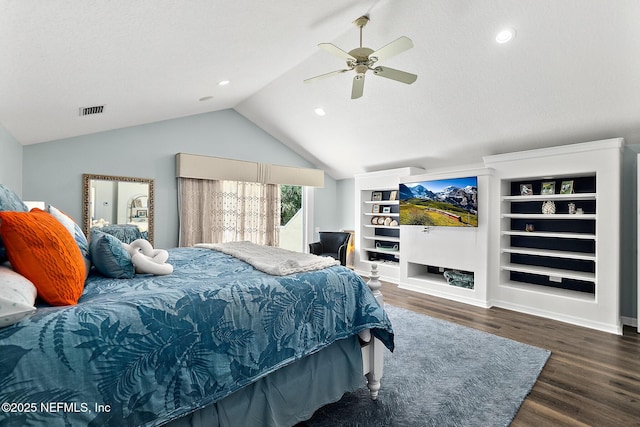 5 Augusta Trl, Palm Coast, FL 32137 - bedroom featuring vaulted ceiling, wood finished floors, ceiling fan, recessed lighting, and baseboards