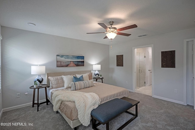 12252 Lyons St, Jacksonville, FL 32224 - bedroom featuring carpet, baseboards, ceiling fan, and connected bathroom