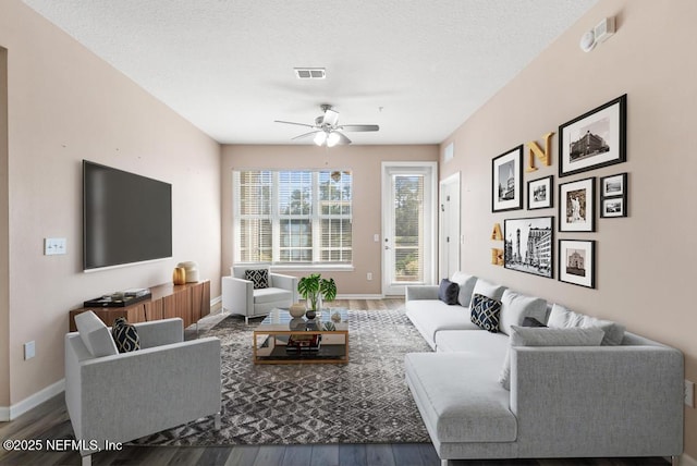 11251 Campfield Dr Unit 4107, Jacksonville, FL 32256 - living room with wood finished floors, ceiling fan, and baseboards