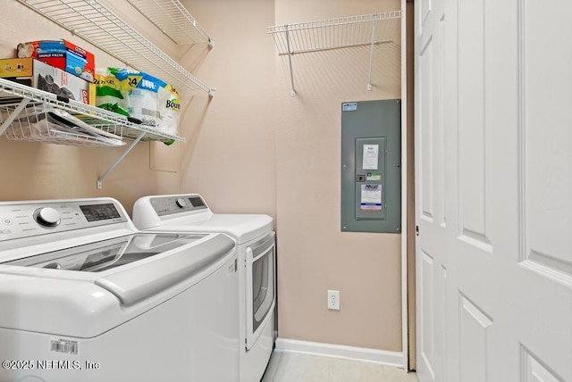 11251 Campfield Dr Unit 4107, Jacksonville, FL 32256 - laundry room featuring electric panel, independent washer and dryer, and baseboards