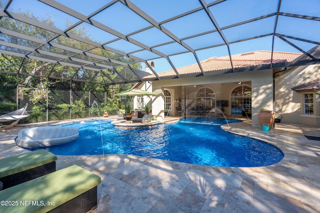 8 Rue Renoir, Palm Coast, FL 32137 - outdoor pool featuring a patio area and glass enclosure