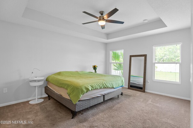 1929 Rock Springs Way, Middleburg, FL 32068 - carpeted bedroom featuring a raised ceiling, baseboards, and a ceiling fan