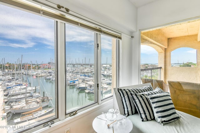 3115 Harbor Dr, Saint Augustine, FL 32084 - sunroom / solarium with view of marina, a water view, and healthy amount of natural light
