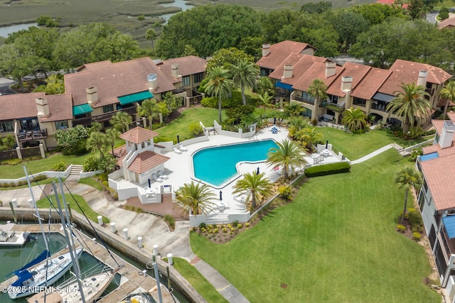 3115 Harbor Dr, Saint Augustine, FL 32084 - aerial view of a pool area and a large body of water