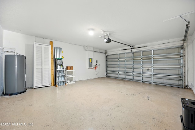 172 King Arthur Ct, Saint Augustine, FL 32086 - garage with water heater, electric panel, and a garage door opener