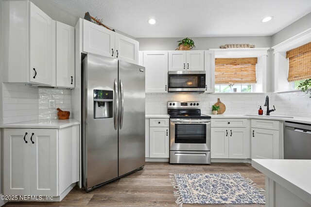 309 Elza Ln, Saint Augustine, FL 32086 - kitchen with stainless steel appliances, a sink, light countertops, and recessed lighting