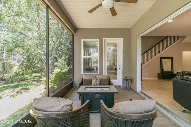 117 S Durbin Pkwy, Saint Johns, FL 32259 - sunroom featuring an outdoor fire pit and ceiling fan