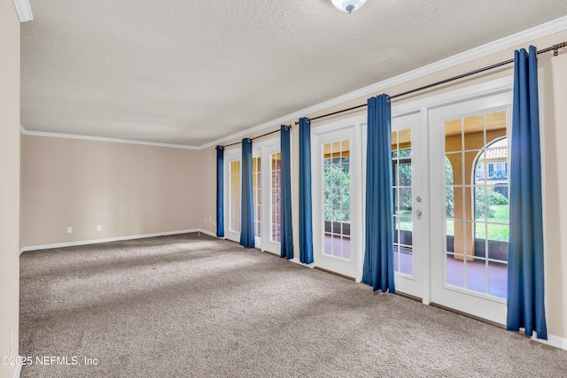 3916 Corrida Ct Unit 5, Jacksonville, FL 32217 - unfurnished room with crown molding, a textured ceiling, and carpet floors