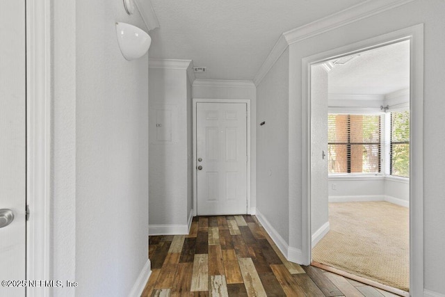 833 Shoreline Cir, Ponte Vedra Beach, FL 32082 - hall featuring crown molding, dark wood-style floors, and baseboards
