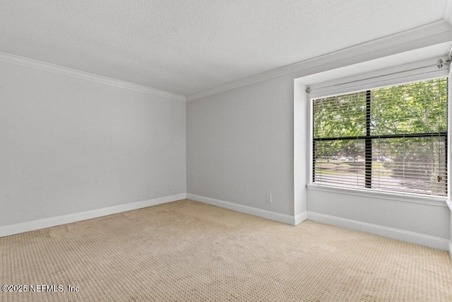 833 Shoreline Cir, Ponte Vedra Beach, FL 32082 - empty room with crown molding, light carpet, a textured ceiling, and baseboards