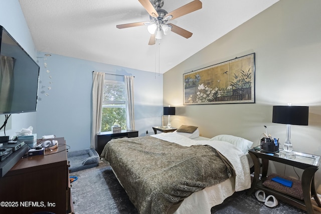 13808 Herons Landing Way Unit 8, Jacksonville, FL 32224 - bedroom with lofted ceiling, ceiling fan, an office area, and carpet floors