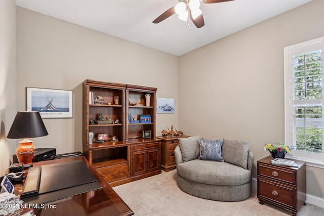 33 Tinker Ct, Fruit Cove, FL 32259 - office featuring a ceiling fan, light colored carpet, and baseboards