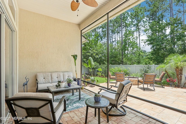33 Tinker Ct, Fruit Cove, FL 32259 - sunroom / solarium featuring a ceiling fan and an outdoor living space