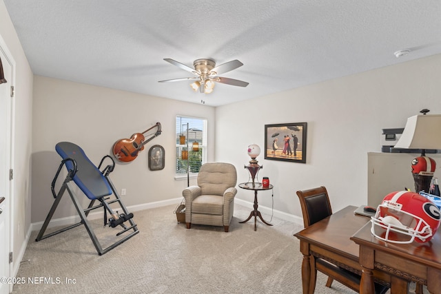 121 Thistleton Way, Saint Augustine, FL 32092 - office space featuring a ceiling fan, light colored carpet, baseboards, and a textured ceiling