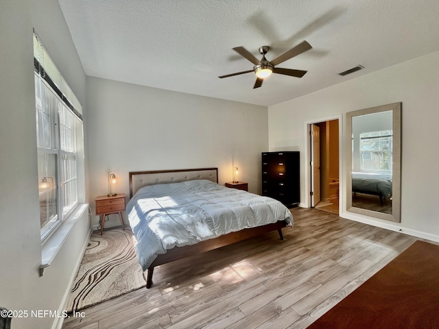 12301 Kernan Forest Blvd Unit 1905, Jacksonville, FL 32225 - bedroom featuring wood finished floors, multiple windows, baseboards, ceiling fan, and a textured ceiling