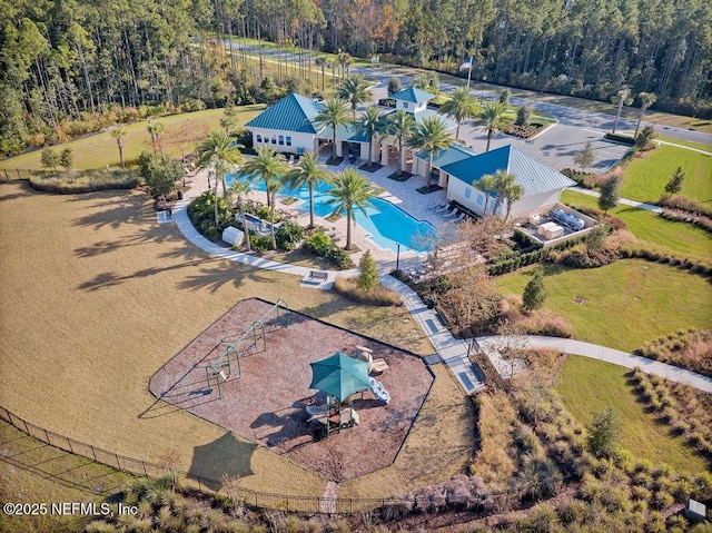 75 Brybar Dr, Saint Augustine, FL 32095 - aerial view of property and surrounding area featuring a pool and a forest