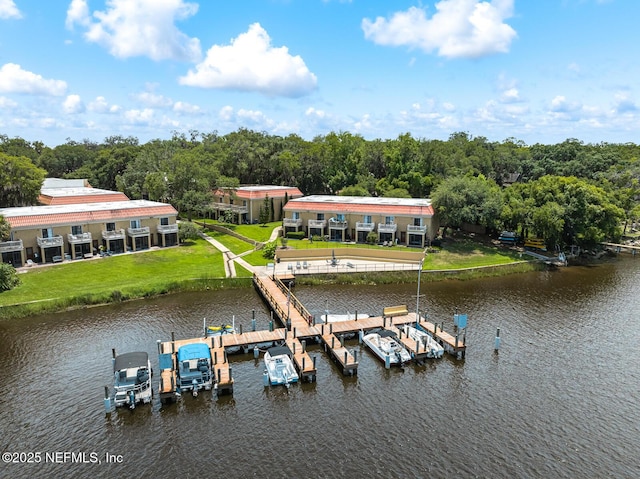 5811 Atlantic Blvd Unit 153, Jacksonville, FL 32207 - dock area featuring a water view, boat lift, and a yard