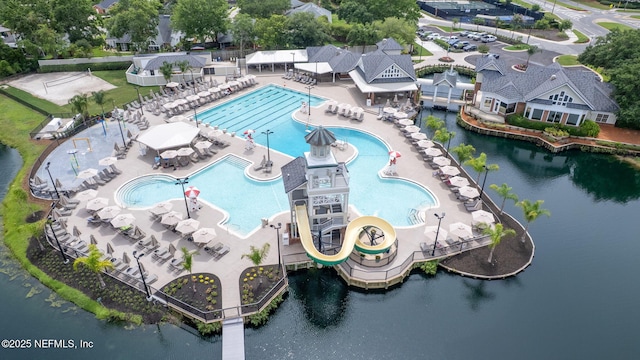 2305 Range Crescent Ct, Fleming Island, FL 32003 - bird's eye view of a pool area and a nearby body of water