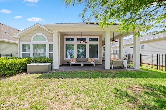 80 Atlas Dr, Saint Augustine, FL 32092 - rear view of house with an outdoor living space, a ceiling fan, and a patio area