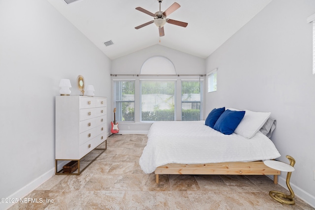 80 Atlas Dr, Saint Augustine, FL 32092 - bedroom with vaulted ceiling, baseboards, and ceiling fan