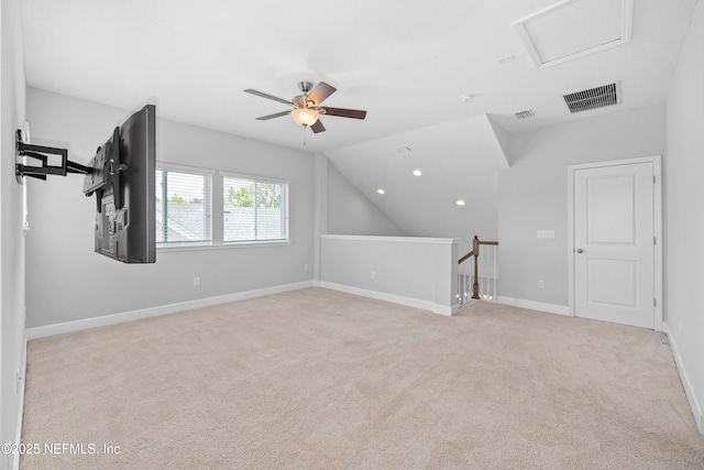 80 Atlas Dr, Saint Augustine, FL 32092 - bonus room with a ceiling fan, carpet floors, vaulted ceiling, baseboards, and recessed lighting