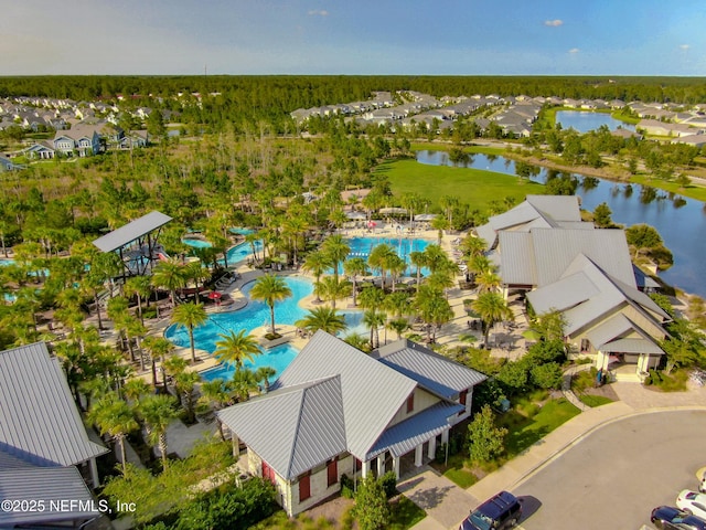 80 Atlas Dr, Saint Augustine, FL 32092 - aerial perspective of suburban area featuring a pool area and a nearby body of water