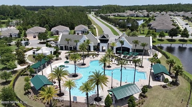 33 Crown Colony Rd, Saint Augustine, FL 32092 - aerial view of residential area with a pool area, a large body of water, and a forest