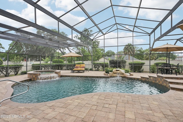 1816 Lakedge Dr, Middleburg, FL 32068 - view of swimming pool with a patio, glass enclosure, and a pool with connected hot tub