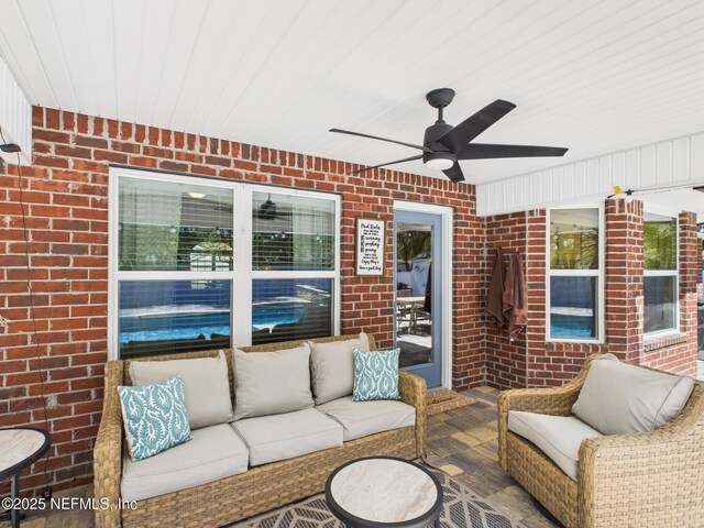 88137 Maybourne Rd, Yulee, FL 32097 - view of patio featuring an outdoor hangout area and ceiling fan