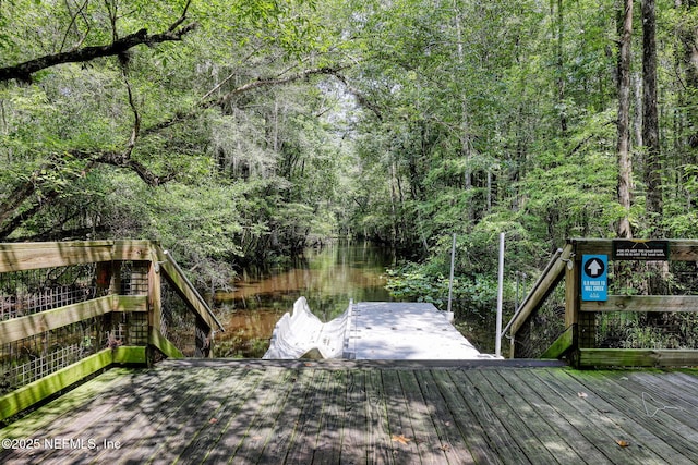 212 Foxcross Ave, Saint Johns, FL 32092 - dock area featuring a water view and a forest view