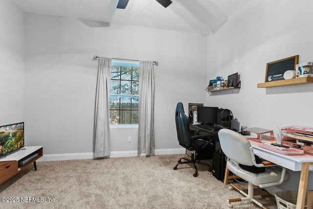 3040 Rosselle St, Jacksonville, FL 32205 - office area featuring carpet flooring, ceiling fan, and baseboards