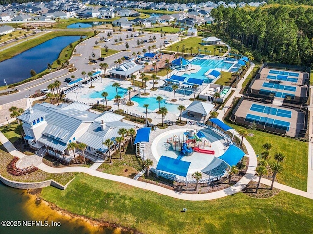 154 Pine Candle Way, Saint Augustine, FL 32092 - aerial view of a pool area and a large body of water