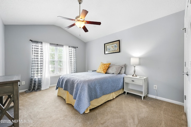 3724 Windmaker Way, Jacksonville, FL 32224 - bedroom with vaulted ceiling, light colored carpet, baseboards, and ceiling fan