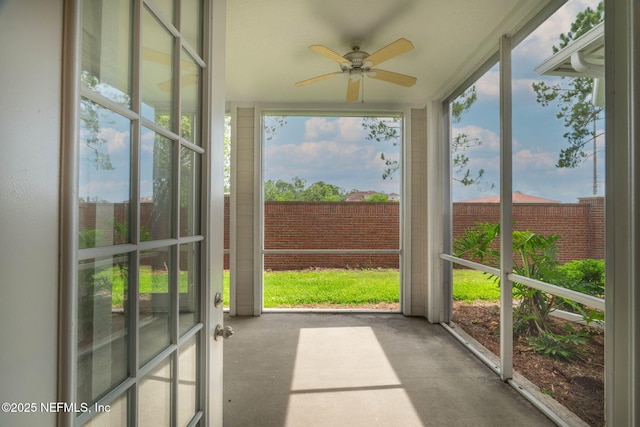 2017 Pond Ridge Ct Unit 1003, Fleming Island, FL 32003 - unfurnished sunroom with a ceiling fan