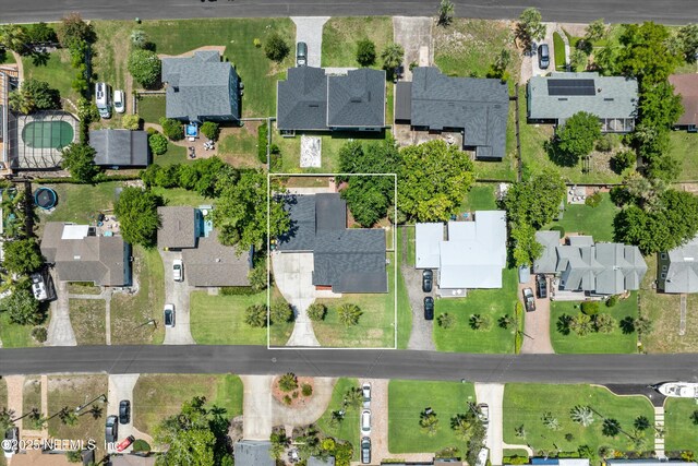 536 14th Ave N, Jacksonville Beach, FL 32250 - aerial perspective of suburban area with property boundaries highlighted