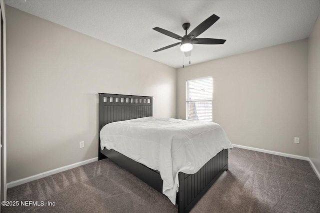 86045 Harrahs Pl, Yulee, FL 32097 - bedroom with carpet floors, baseboards, a textured ceiling, and ceiling fan
