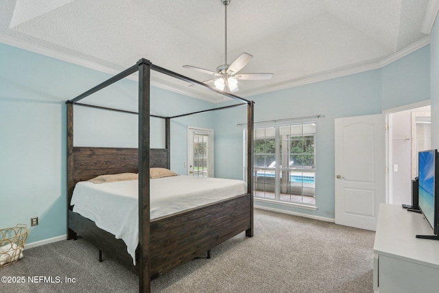 2478 Country Club Blvd, Orange Park, FL 32073 - bedroom with ornamental molding, light colored carpet, baseboards, and ceiling fan